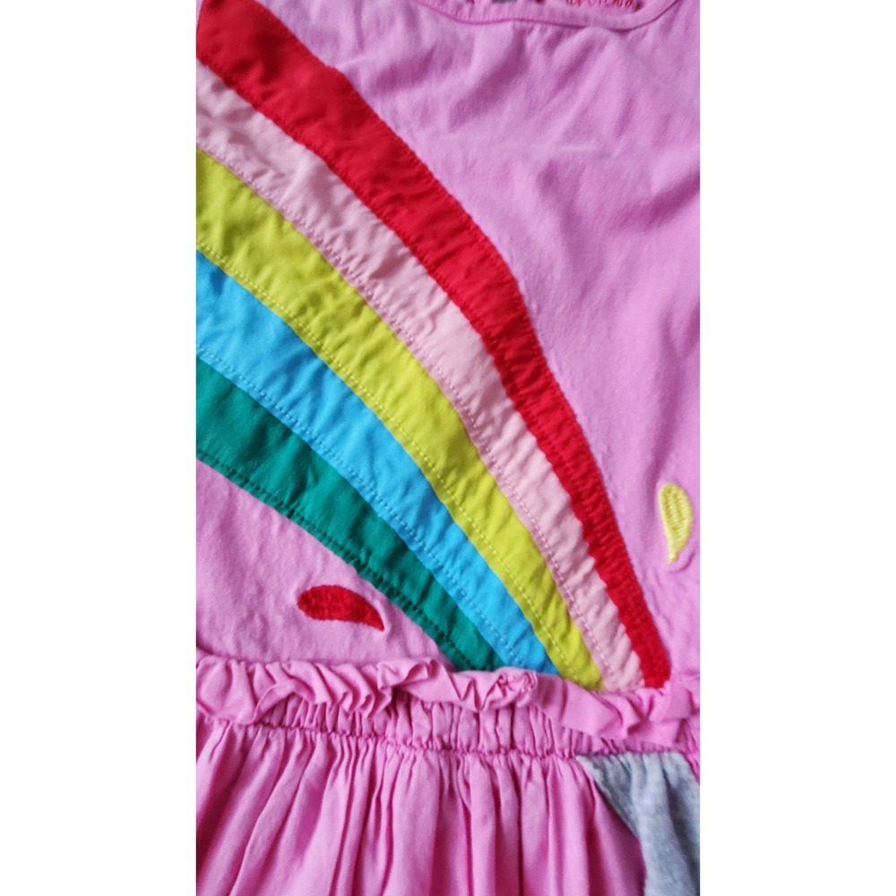 Mini Boden Girls Pink Elephant Rainbow Applique Pocket Dress Size 9-10Y - Picture 3 of 7